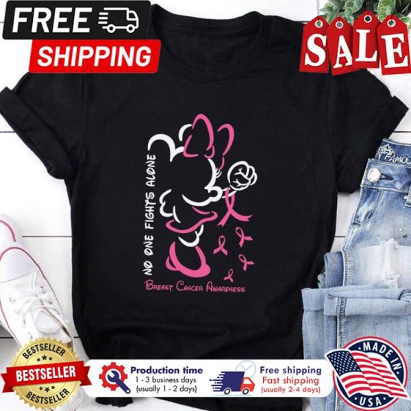 Minnie no one fights alone breast cancer awareness shirt