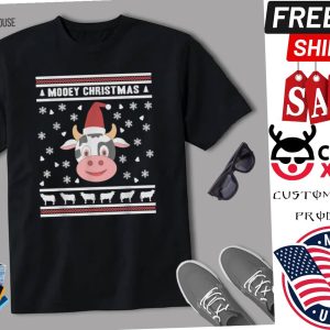 Mooey Christmas Cow Farmer Funny Ugly Christmas Gift Shirt