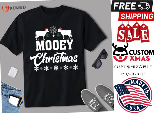 Mooey Christmas Cow Lover Tee Farmer Gift Shirt