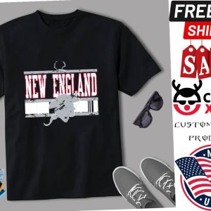 New England Football Retro And Distressed Helmet And Stripe Shirt