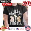 Pig cow goat I am a vegan because I love animals too much to eat them shirt