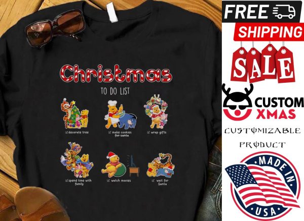 Pooh Christmas to do list Shirt, Funny Christmas Shirt, Pooh Shirt, Winnie The Pooh Shirt, Christmas Gifts, Pooh Santa, Disney Family Shirt