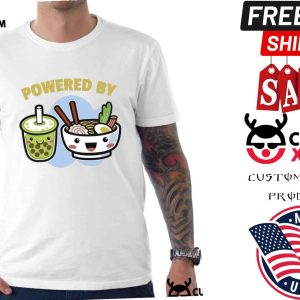 Powered By Bubble Tea Ramen Drink Lover Cute Kawaii Japanese Shirt