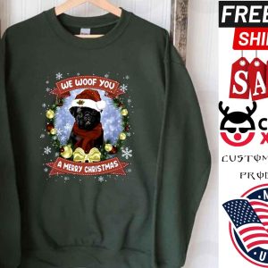 Pug Dog Santa We Woof You A Merry Christmas shirt