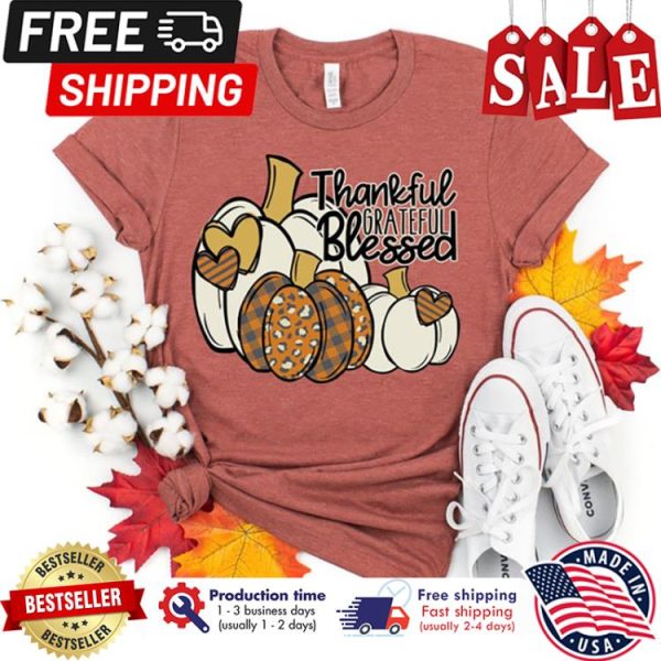 Pumpkin leopard thankful greateful blessed thanksgiving shirt