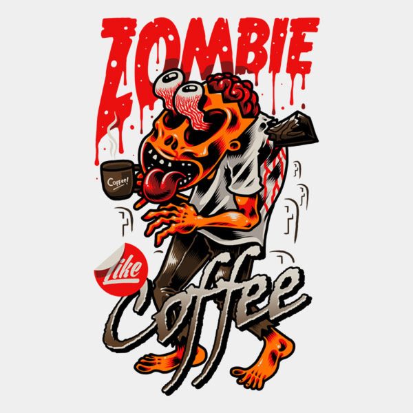 Zombies like coffee – T-shirt