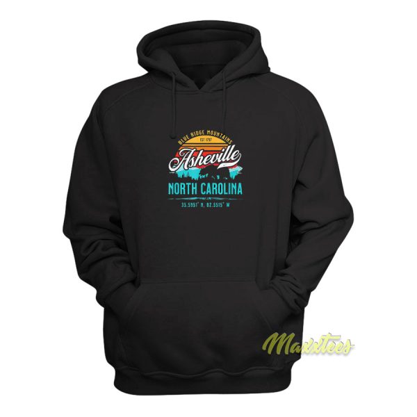 Asheville North Carolina Retro Blue Hoodie