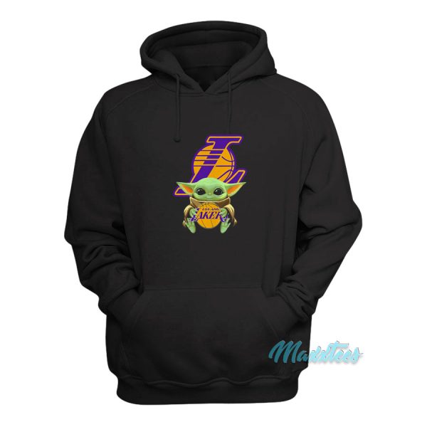 Baby Yoda Hug Los Angeles Lakers Hoodie