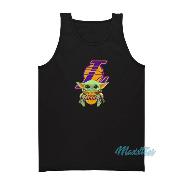 Baby Yoda Hug Los Angeles Lakers Tank Top