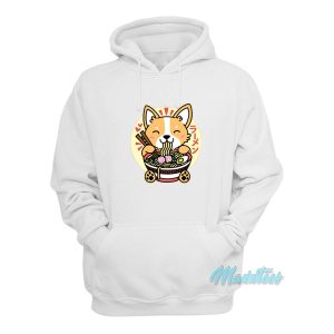 Corgi Eating Ramen Cute Kawaii Noodles Hoodie 1