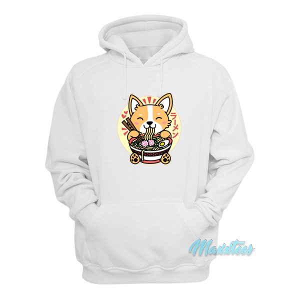 Corgi Eating Ramen Cute Kawaii Noodles Hoodie