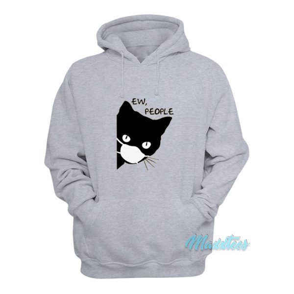 Ew People Black Cat Face Mask Hoodie