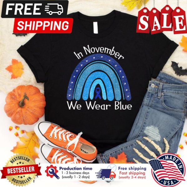 Rainbow In November we wear blue diabetes awareness shirt