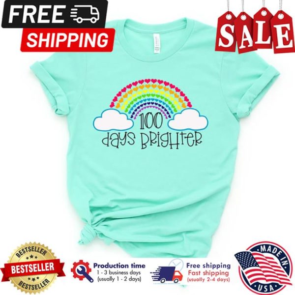 Rainbow teacher 100 days brighter back to school shirt