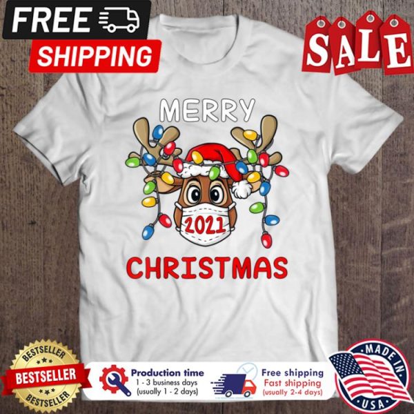 Reindeer merry 2021 christmas light shirt