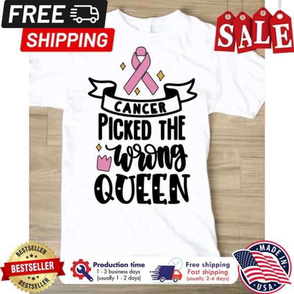 Ribbon cancer picked the wrong queen breast cancer awareness shirt