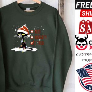 Santa Black Cat Nice Naughty I Tried Christmas shirt