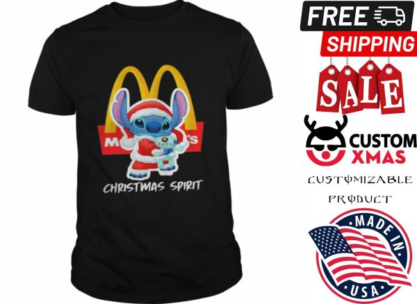 Santa Stitch Merry Christmas McDonalds shirt