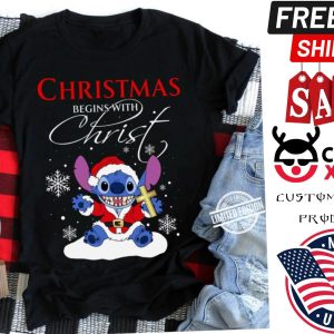 Stitch Christmas Begins With Christ Shirt