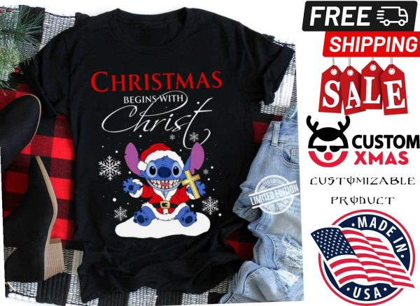 Stitch Christmas Begins With Christ Shirt