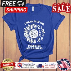Sunflower I wear blue for diabetes awareness shirt