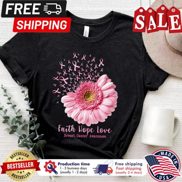 Sunflower In october faith hope love breast cancer awareness shirt