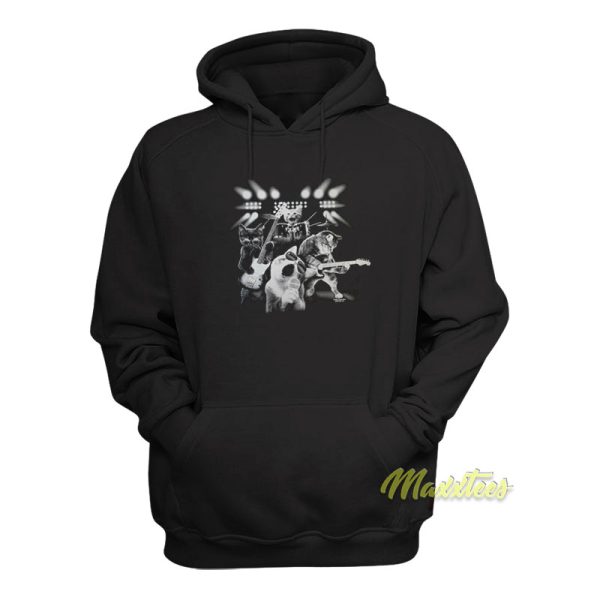 Cat Rock Playing Guitar and Drums Hoodie