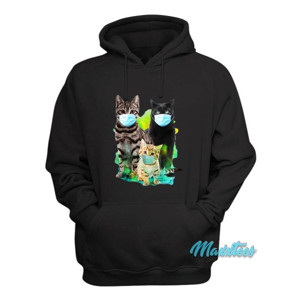 Cute Cat Wear Face Mask Hoodie