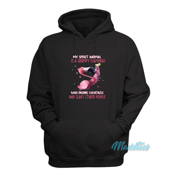 Grumpy Flamingo Who Drinks Cocktails Hoodie