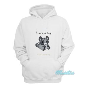 Racoon I Need A Hug And Money Hoodie 1