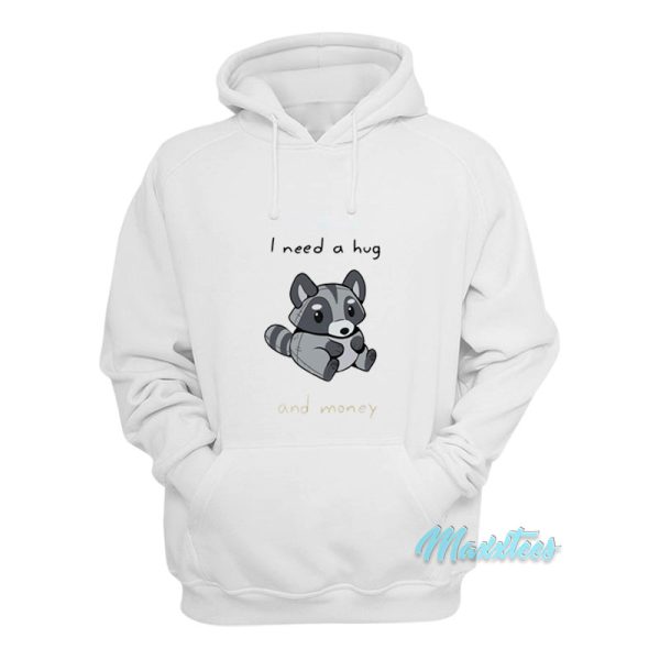 Racoon I Need A Hug And Money Hoodie