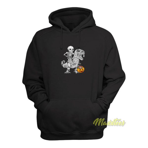 Skeleton Riding Mummy Dinosaur T-Rex Hoodie