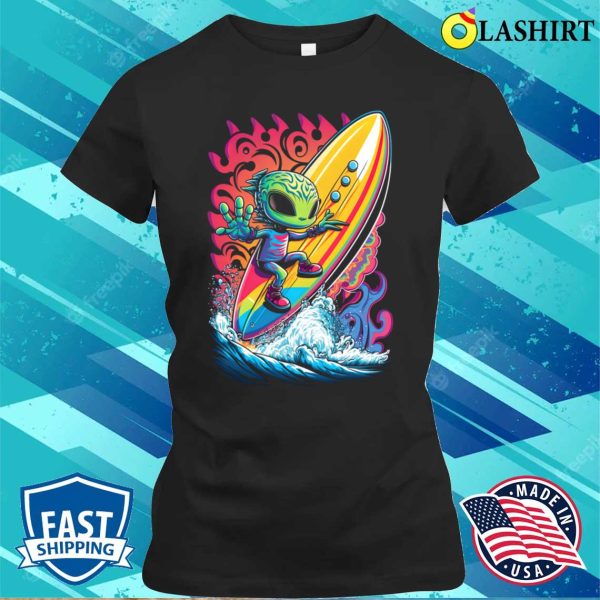 Alien Funny T-shirt, The Funky Alien Surfer T-shirt