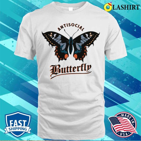 Antisocial Butterfly T-shirt, Funny Antisocial Butterfly, Introvert Distressed T-shirt