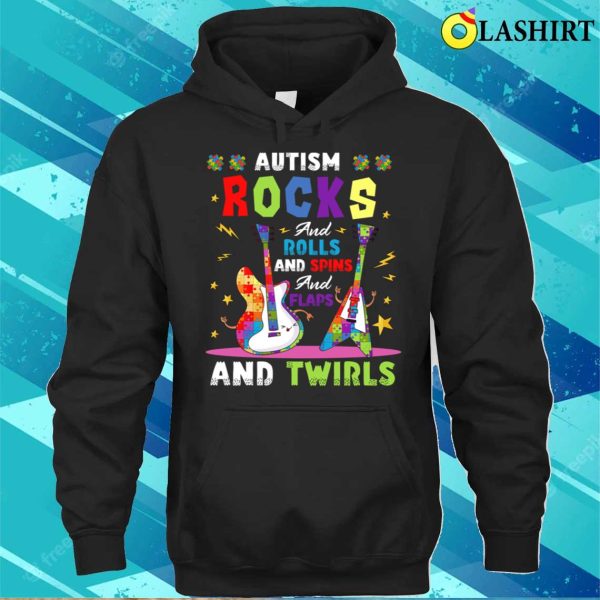 Autism Awareness T-shirt, Autism Rocks And Rolls Funny Autism Awareness Month T-shirt