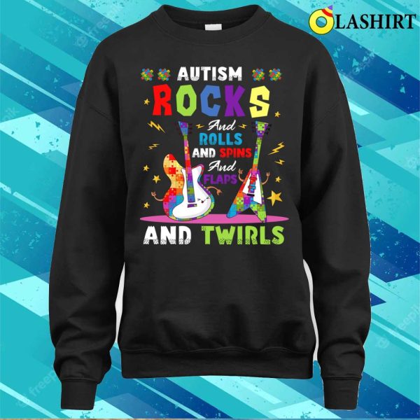 Autism Awareness T-shirt, Autism Rocks And Rolls Funny Autism Awareness Month T-shirt