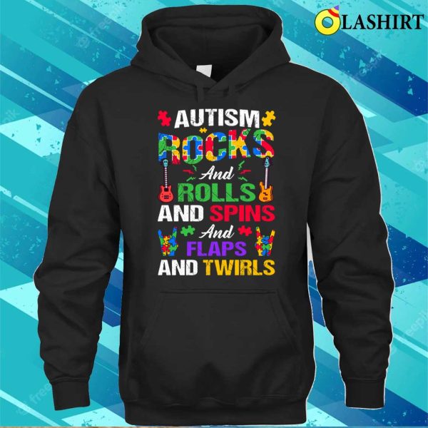 Autism Rocks And Rolls Funny Autism Awareness Month T-shirt