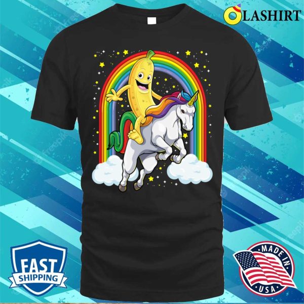 Banana Unicorn Funny Magical Fruit Fantasy Horned Creature T-shirt