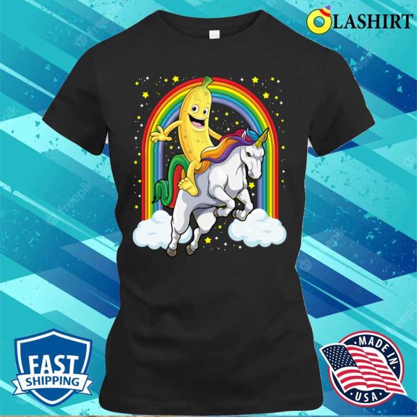 Banana Unicorn Funny Magical Fruit Fantasy Horned Creature T-shirt