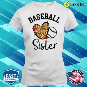 Baseball Sister T shirt Baseball Sister Leopard Heart Funny Mothers Day Baseball Fan T shirt 1