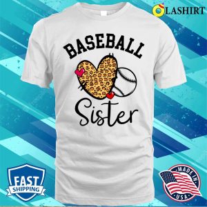 Baseball Sister T shirt Baseball Sister Leopard Heart Funny Mothers Day Baseball Fan T shirt 2