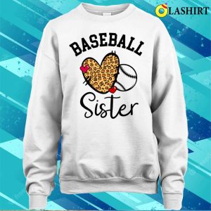 Baseball Sister T shirt Baseball Sister Leopard Heart Funny Mothers Day Baseball Fan T shirt 4