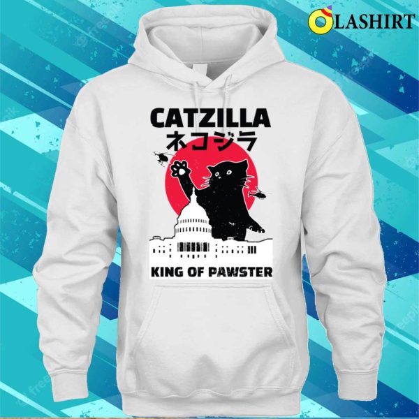 Black Catzilla Vintage Funny Cute Cat Art Japanese Sunset T-shirt