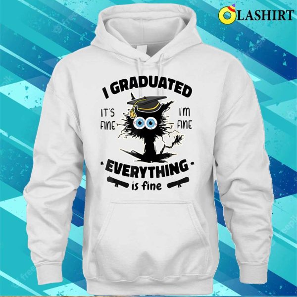 Black I Graduated Graduate Class 2023 Funny Black Cat Graduation T-shirt