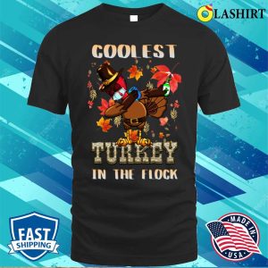 Boys Kids Thanksgiving Day Funny Coolest Turkey In The Flock T shirt 1