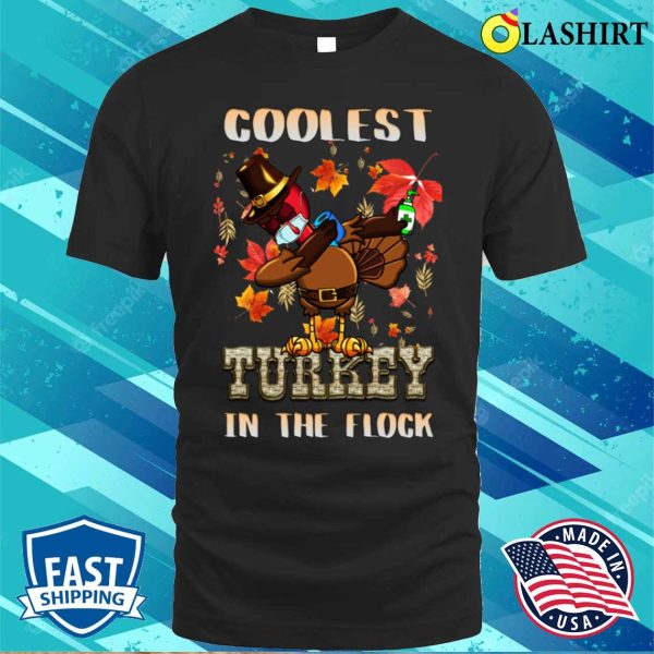 Boys Kids Thanksgiving Day Funny Coolest Turkey In The Flock T-shirt