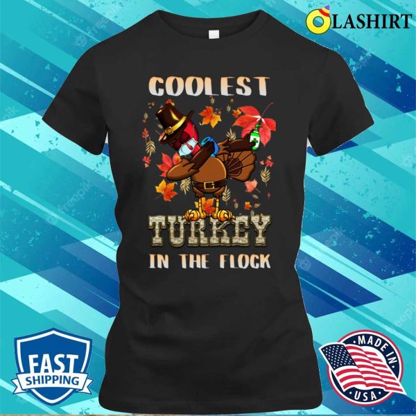 Boys Kids Thanksgiving Day Funny Coolest Turkey In The Flock T-shirt