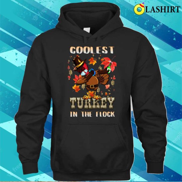 Boys Kids Thanksgiving Day Funny Coolest Turkey In The Flock T-shirt