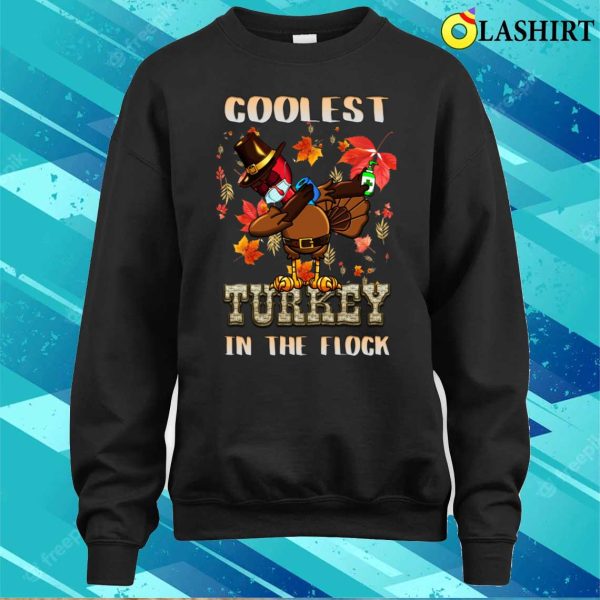 Boys Kids Thanksgiving Day Funny Coolest Turkey In The Flock T-shirt