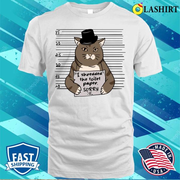 Cat T-shirt, Guilty As Charged Cute And Funny Cat Mugshot T-shirt